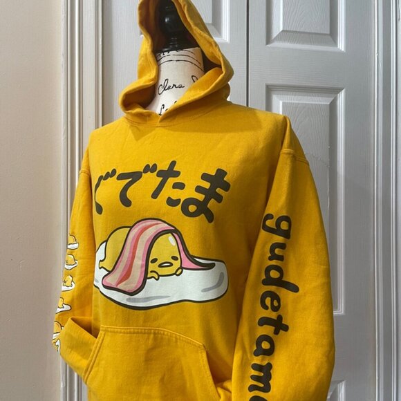 GUDETAMA KAWAII SANRIO HOODIE THE LAZY EGG SWEATSHIRT SIZE MEDIUM - Picture 3 of 15